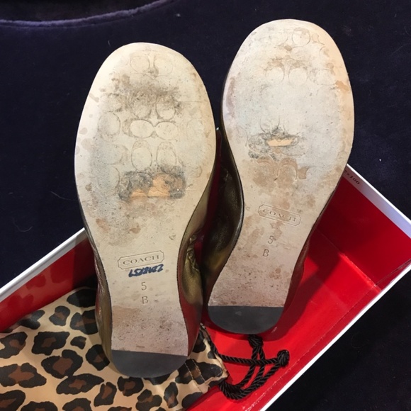 COACH Metallic Bronze Leopard Flats Ballerina 35 5.5 - Picture 2 of 4